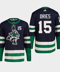 Sheldon Dries 15 Reverse Retro 2.0 2022 Vancouver Canucks Navy Jersey Primegreen - Robokeg