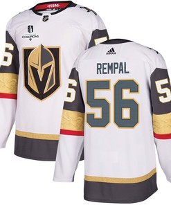 Sheldon Rempal 56 Vegas Golden Knights Stanley Cup 2023 Champions Patch Away Breakaway Men Jersey - White - Robokeg