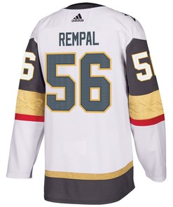Sheldon Rempal 56 Vegas Golden Knights Stanley Cup 2023 Champions Patch Away Breakaway Men Jersey - White - Robokeg
