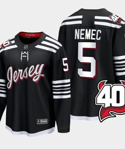 Simon Nemec 5 New Jersey Devils Alternate 40th Anniversary Black Jersey - Robokeg