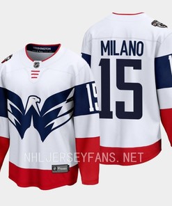 Sonny Milano 15 Washington Capitals 2023 Jersey Stadium White Primegreen - Robokeg