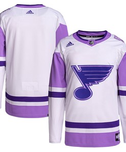 St. Louis Blues Adidas Hockey Fights Cancer Primegreen Authentic Blank Practice Jersey - White/purple Nhl - Robokeg