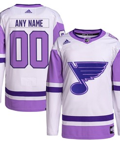 St. Louis Blues Adidas Hockey Fights Cancer Primegreen Authentic Custom Jersey - White/purple Custom Jerseys Nhl - Robokeg