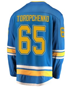 St. Louis Blues Alexei Toropchenko 65 Alternate 2022 Stanley Cup Playoffs Breakaway Men Jersey - Blue - Robokeg
