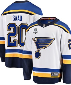 St. Louis Blues Brandon Saad 20 Away 2022 Stanley Cup Playoffs Breakaway Men Jersey - White - Robokeg