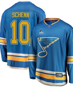 St. Louis Blues Brayden Schenn 10 Alternate 2022 Stanley Cup Playoffs Breakaway Men Jersey - Blue - Robokeg