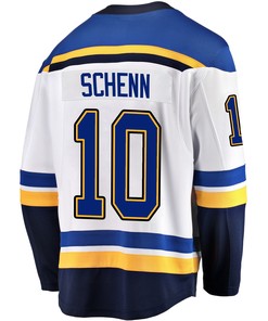 St. Louis Blues Brayden Schenn 10 Away 2022 Stanley Cup Playoffs Breakaway Men Jersey - White - Robokeg