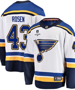 St. Louis Blues Calle Rosen 43 Away 2022 Stanley Cup Playoffs Breakaway Men Jersey - White - Robokeg
