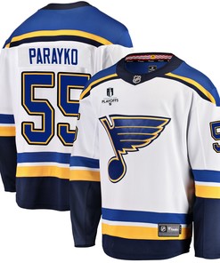 St. Louis Blues Colton Parayko 55 Away 2022 Stanley Cup Playoffs Breakaway Men Jersey - White - Robokeg