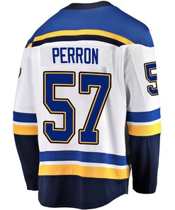 St. Louis Blues David Perron 57 Away 2022 Stanley Cup Playoffs Breakaway Men Jersey - White - Robokeg