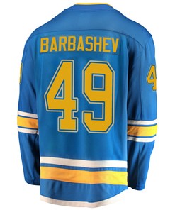 St. Louis Blues Ivan Barbashev 49 Alternate 2022 Stanley Cup Playoffs Breakaway Men Jersey - Blue - Robokeg