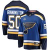 St. Louis Blues Jordan Binnington 50 Home 2022 Stanley Cup Playoffs Breakaway Men Jersey - Royal - Robokeg