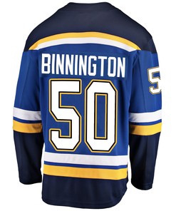 St. Louis Blues Jordan Binnington 50 Home 2022 Stanley Cup Playoffs Breakaway Men Jersey - Royal - Robokeg