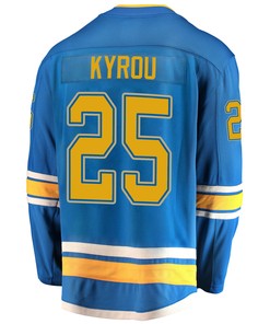 St. Louis Blues Jordan Kyrou 25 Alternate 2022 Stanley Cup Playoffs Breakaway Men Jersey - Blue - Robokeg