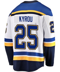 St. Louis Blues Jordan Kyrou 25 Away 2022 Stanley Cup Playoffs Breakaway Men Jersey - White - Robokeg