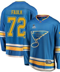 St. Louis Blues Justin Faulk 72 Alternate 2022 Stanley Cup Playoffs Breakaway Men Jersey - Blue - Robokeg