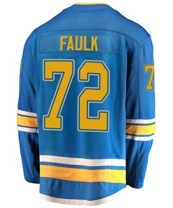 St. Louis Blues Justin Faulk 72 Alternate 2022 Stanley Cup Playoffs Breakaway Men Jersey - Blue - Robokeg