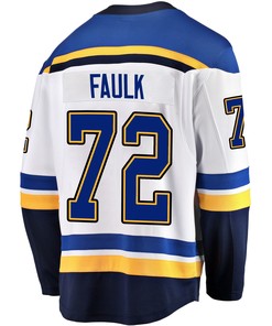 St. Louis Blues Justin Faulk 72 Away 2022 Stanley Cup Playoffs Breakaway Men Jersey - White - Robokeg