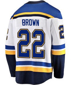 St. Louis Blues Logan Brown 22 Away 2022 Stanley Cup Playoffs Breakaway Men Jersey - White - Robokeg