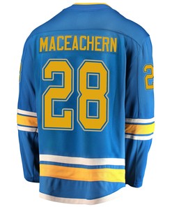 St. Louis Blues Mackenzie MacEachern 28 Alternate 2022 Stanley Cup Playoffs Breakaway Men Jersey - Blue - Robokeg