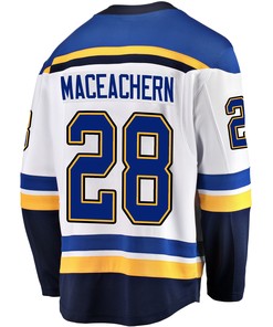 St. Louis Blues Mackenzie MacEachern 28 Away 2022 Stanley Cup Playoffs Breakaway Men Jersey - White - Robokeg