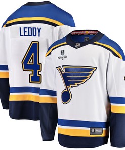 St. Louis Blues Nick Leddy 4 Away 2022 Stanley Cup Playoffs Breakaway Men Jersey - White - Robokeg