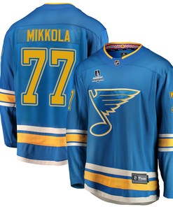 St. Louis Blues Niko Mikkola 77 Alternate 2022 Stanley Cup Playoffs Breakaway Men Jersey - Blue - Robokeg