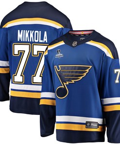 St. Louis Blues Niko Mikkola 77 Home 2022 Stanley Cup Playoffs Breakaway Men Jersey - Royal - Robokeg