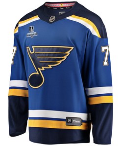 St. Louis Blues Niko Mikkola 77 Home 2022 Stanley Cup Playoffs Breakaway Men Jersey - Royal - Robokeg
