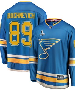 St. Louis Blues Pavel Buchnevich 89 Alternate 2022 Stanley Cup Playoffs Breakaway Men Jersey - Blue - Robokeg