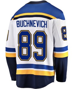 St. Louis Blues Pavel Buchnevich 89 Away 2022 Stanley Cup Playoffs Breakaway Men Jersey - White - Robokeg