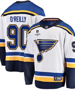 St. Louis Blues Ryan O'Reilly 90 Away 2022 Stanley Cup Playoffs Breakaway Men Jersey - White - Robokeg