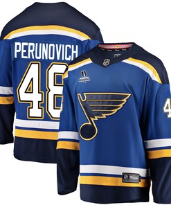 St. Louis Blues Scott Perunovich 48 Home 2022 Stanley Cup Playoffs Breakaway Men Jersey - Royal - Robokeg