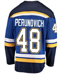 St. Louis Blues Scott Perunovich 48 Home 2022 Stanley Cup Playoffs Breakaway Men Jersey - Royal - Robokeg