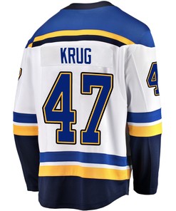 St. Louis Blues Torey Krug 47 Away 2022 Stanley Cup Playoffs Breakaway Men Jersey - White - Robokeg