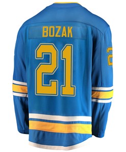 St. Louis Blues Tyler Bozak 21 Alternate 2022 Stanley Cup Playoffs Breakaway Men Jersey - Blue - Robokeg