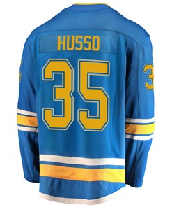 St. Louis Blues Ville Husso 35 Alternate 2022 Stanley Cup Playoffs Breakaway Men Jersey - Blue - Robokeg