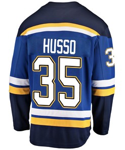 St. Louis Blues Ville Husso 35 Home 2022 Stanley Cup Playoffs Breakaway Men Jersey - Royal - Robokeg