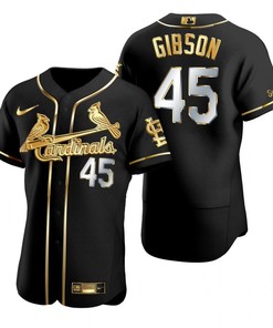 St. Louis Cardinals #45 Bob Gibson Mlb Golden Brandedition Black Jersey Gift For Cardinals Fans - Robokeg