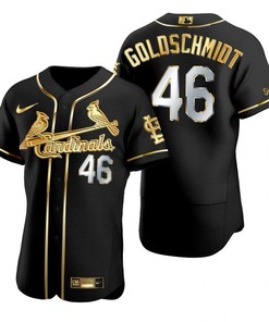 St. Louis Cardinals #46 Paul Goldschmidt Mlb Golden Brandedition Black Jersey Gift For Cardinals Fans - Robokeg