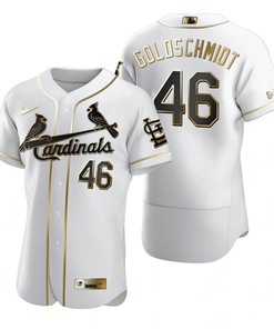 St. Louis Cardinals #46 Paul Goldschmidt Mlb Golden Brandedition White Jersey Gift For Cardinals Fans - Robokeg