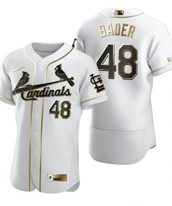 St. Louis Cardinals #48 Harrison Bader Mlb Golden Brandedition White Jersey Gift For Cardinals Fans - Robokeg
