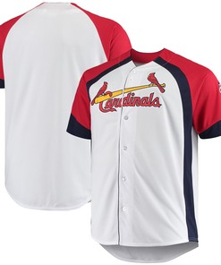 St. Louis Cardinals Big & Tall Colorblock Full-snap Jersey - White/red Mlb - Robokeg