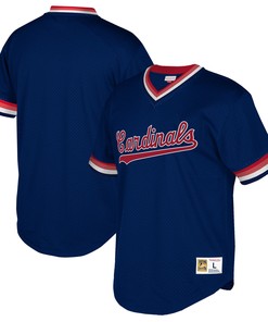 St. Louis Cardinals Mitchell & Ness Big & Tall Cooperstown Collection Mesh Wordmark V-neck Jersey - Navy Mlb - Robokeg