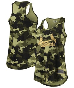 St. Louis Cardinals New Era Womens 2022 Mlb Armed Forces Day Camo Racerback Tank Top - Green - Robokeg