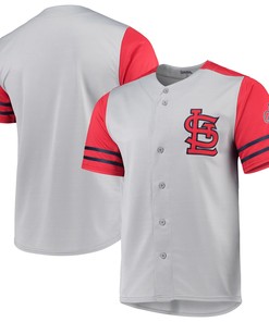 St. Louis Cardinals Stitches Button-Up Jersey - Gray/Red Jersey - Robokeg