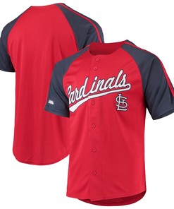 St. Louis Cardinals Stitches Button-down Raglan Replica Jersey - Red Mlb - Robokeg