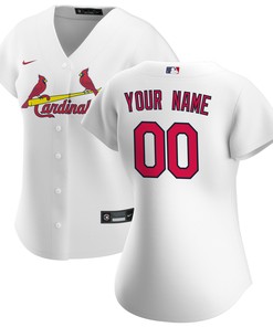 St. Louis Cardinals Womens Home Replica Custom Jersey - White Custom Jerseys Mlb - Robokeg