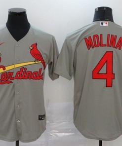 St Louis Cardinals Yadier Molina #4 2020 Mlb Grey Jersey - Robokeg