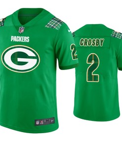 St. Patricks Day Green Bay Packers #2 Mason Crosby Jersey Kelly Green - Men - Robokeg